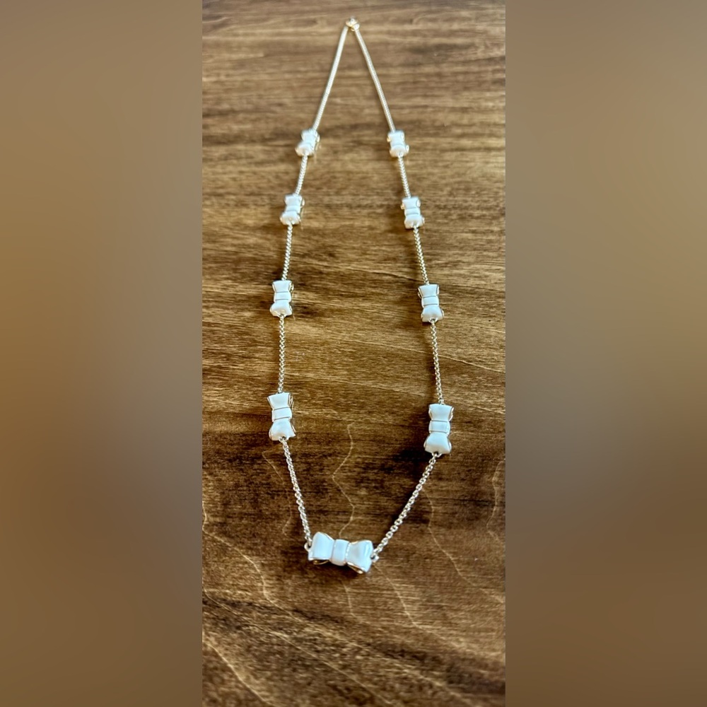 Kate Spade White and Gold Bow Necklace - Picture 2 of 2
